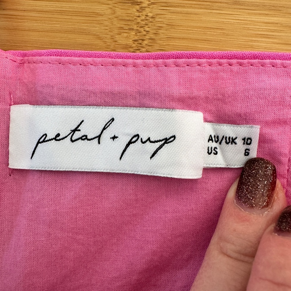 Petal & Pup One-Shoulder Two-Tone Pink Midi Dress - Picture 6 of 6